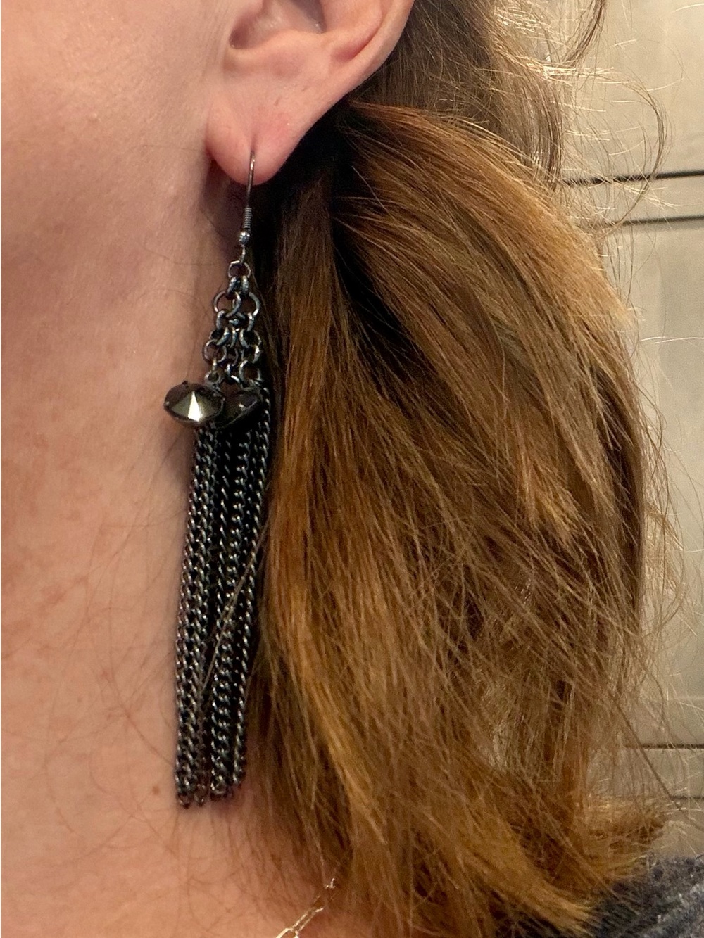 Park Lane Black Chain Tassel Drop Earrings